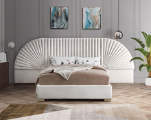 Load image into Gallery viewer, Cleo Cream Velvet Queen Bed (3 Boxes)
