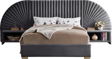Load image into Gallery viewer, Cleo Grey Velvet Queen Bed (3 Boxes)
