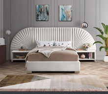 Load image into Gallery viewer, Cleo Cream Velvet Queen Bed (3 Boxes)
