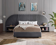 Load image into Gallery viewer, Cleo Grey Velvet Queen Bed (3 Boxes)
