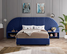 Load image into Gallery viewer, Cleo Navy Velvet King Bed (3 Boxes)
