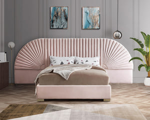 Cleo Pink Velvet King Bed (3 Boxes)