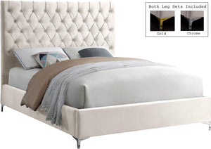 Cruz Cream Velvet King Bed