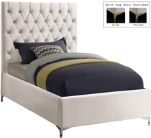 Load image into Gallery viewer, Cruz Cream Velvet Twin Bed
