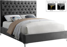 Load image into Gallery viewer, Cruz Grey Velvet King Bed
