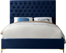 Load image into Gallery viewer, Cruz Navy Velvet Queen Bed
