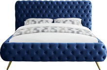 Load image into Gallery viewer, Delano Navy Velvet King Bed
