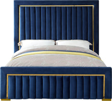 Load image into Gallery viewer, Dolce Navy Velvet Queen Bed (3 Boxes)
