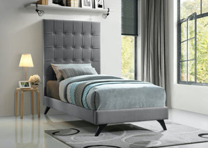 Elly Grey Velvet Twin Bed