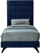 Load image into Gallery viewer, Elly Navy Velvet Twin Bed
