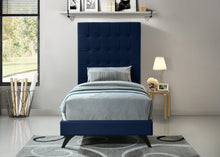 Load image into Gallery viewer, Elly Navy Velvet Twin Bed
