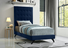 Load image into Gallery viewer, Elly Navy Velvet Twin Bed
