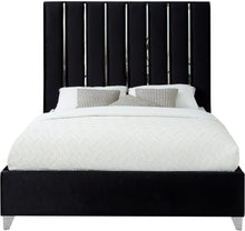 Load image into Gallery viewer, Enzo Black Velvet Queen Bed
