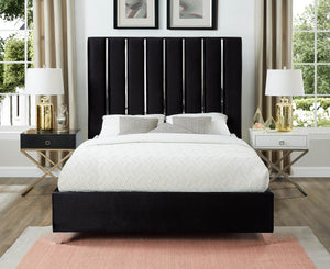 Enzo Black Velvet Full Bed