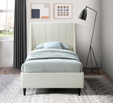 Load image into Gallery viewer, Eva Cream Velvet Twin Bed
