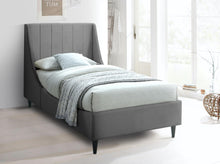 Load image into Gallery viewer, Eva Grey Velvet Twin Bed
