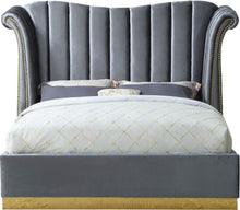 Load image into Gallery viewer, Flora Grey Velvet Queen Bed (3 Boxes)
