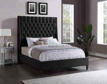 Load image into Gallery viewer, Fritz Black Velvet Queen Bed
