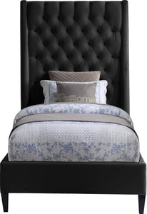 Fritz Black Velvet Twin Bed