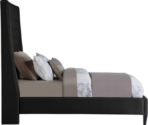 Fritz Black Velvet Twin Bed