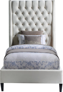 Fritz Cream Velvet Twin Bed