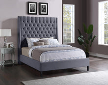 Load image into Gallery viewer, Fritz Grey Velvet King Bed
