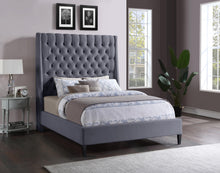 Load image into Gallery viewer, Fritz Grey Velvet Queen Bed
