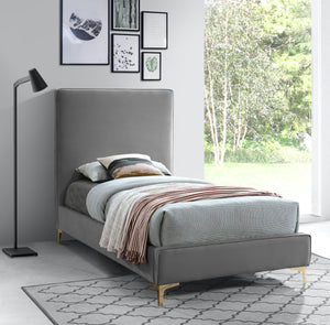 Geri Grey Velvet Twin Bed