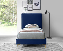 Load image into Gallery viewer, Geri Navy Velvet Twin Bed
