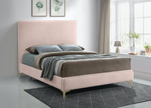 Load image into Gallery viewer, Geri Pink Velvet Queen Bed
