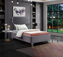 Load image into Gallery viewer, Ghost Grey Velvet Twin Bed
