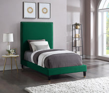 Load image into Gallery viewer, Harlie Green Velvet Twin Bed
