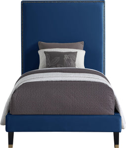 Harlie Navy Velvet Twin Bed