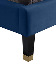 Load image into Gallery viewer, Harlie Navy Velvet Twin Bed
