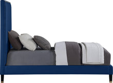 Load image into Gallery viewer, Harlie Navy Velvet Twin Bed
