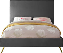 Load image into Gallery viewer, Jasmine Grey Velvet Queen Bed
