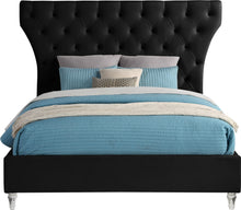 Load image into Gallery viewer, Kira Black Velvet Queen Bed
