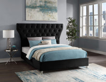 Load image into Gallery viewer, Kira Black Velvet Queen Bed
