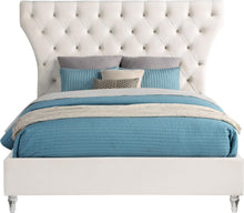 Load image into Gallery viewer, Kira Cream Velvet Queen Bed
