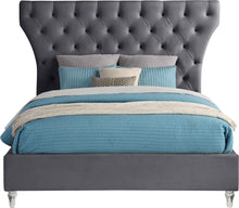 Load image into Gallery viewer, Kira Grey Velvet Queen Bed
