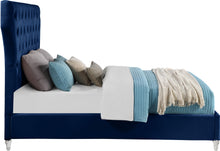 Load image into Gallery viewer, Kira Navy Velvet Queen Bed
