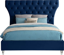 Load image into Gallery viewer, Kira Navy Velvet Queen Bed
