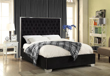 Load image into Gallery viewer, Lexi Black Velvet Queen Bed
