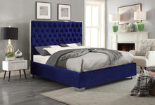 Load image into Gallery viewer, Lexi Navy Velvet Queen Bed
