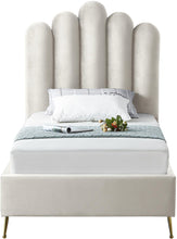 Load image into Gallery viewer, Lily Cream Velvet Twin Bed
