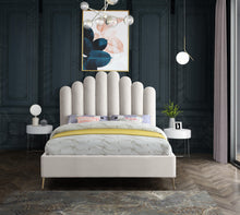 Load image into Gallery viewer, Lily Cream Velvet Queen Bed
