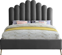 Load image into Gallery viewer, Lily Grey Velvet Queen Bed
