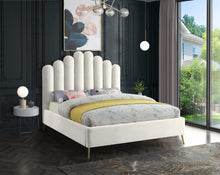 Load image into Gallery viewer, Lily Cream Velvet Queen Bed
