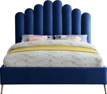 Load image into Gallery viewer, Lily Navy Velvet Queen Bed
