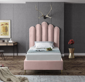 Lily Pink Velvet Twin Bed